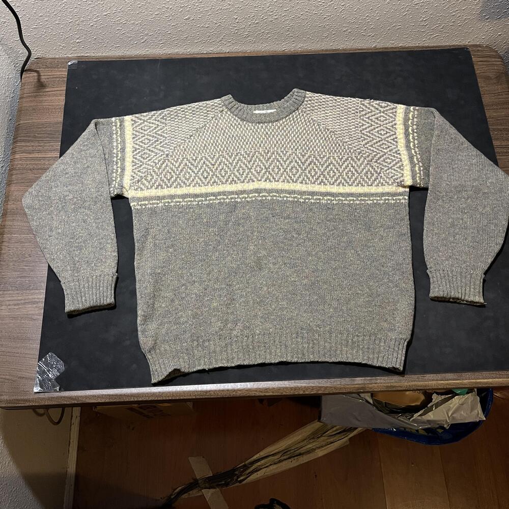 Vintage Lord Jeff 1960s Sweater Men Birdseye Fair Isle Shetland Wool Ireland